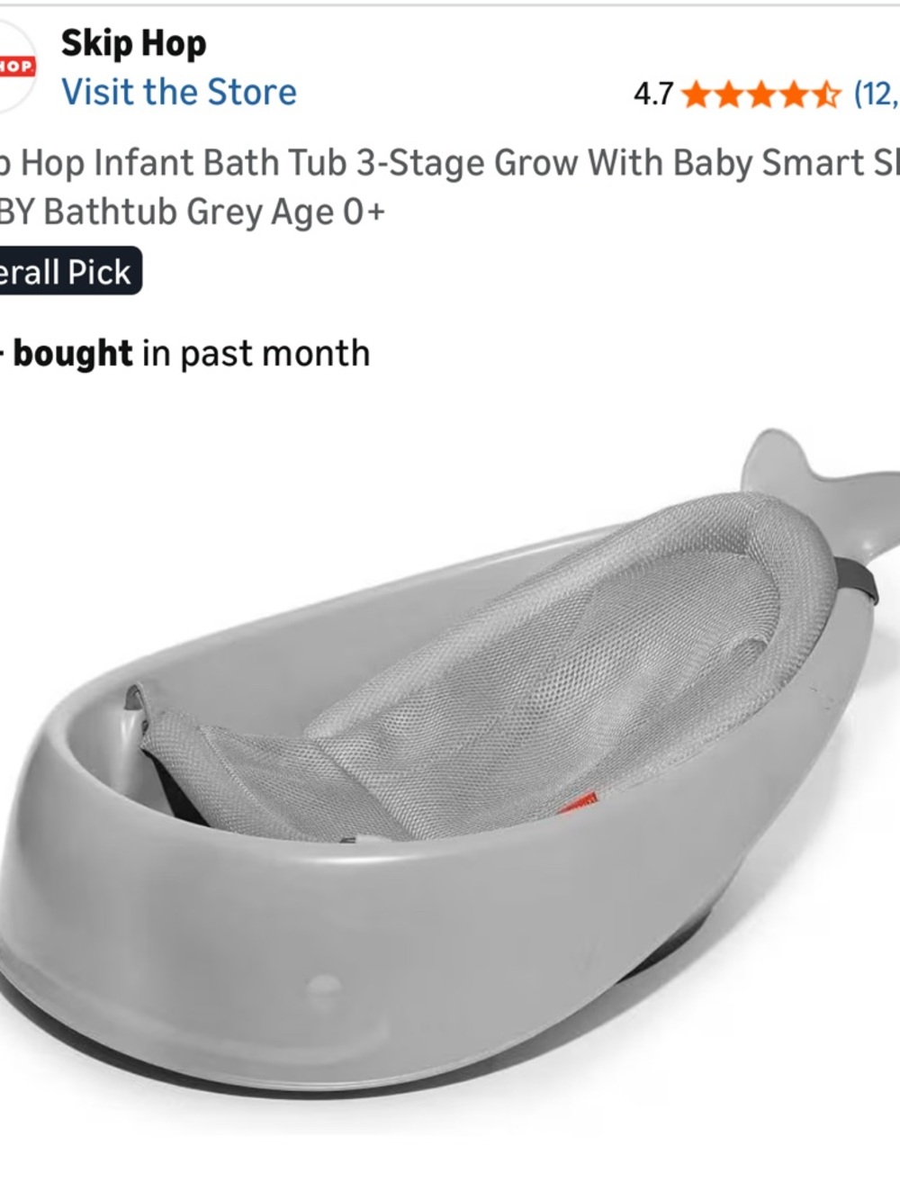 Skip Hop Gray Infant Bath Tub with Mesh Sling - Light Gray